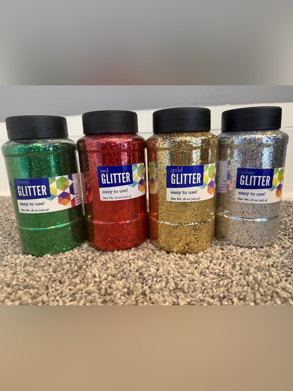 Glitter Assorted Colors - Red, Green, Gold, Silver